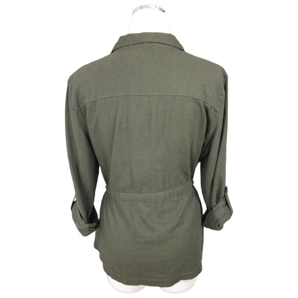 Sanctuary Women's Day Trip Cropped Linen Jacket Military Olive Green Medium - Picture 5 of 11